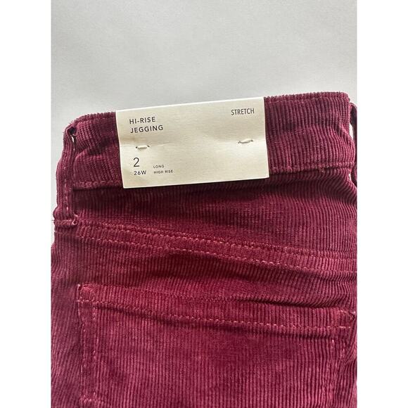 American Eagle Hi-Rise Jegging Jeans Size 2 Long Burgundy Corduroy nwt - Picture 3 of 5